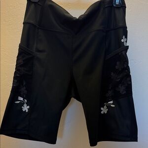 Fabletics Black Women's Athletic Shorts with Floral Accent